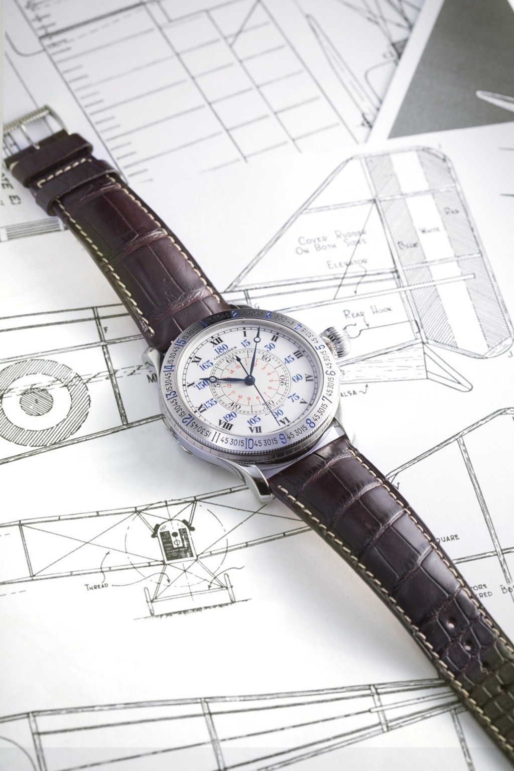 Longines.The Lindbergh 75th Anniversary Edition watch turns back time with its Roman numerals and Breguet hands. Price on request