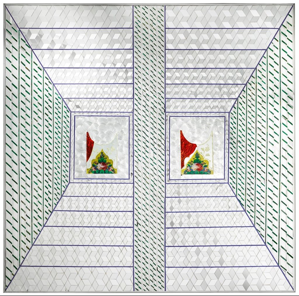 Monir Farmanfarmaian, Recollections I, 2008, mirror mosaic and reverse glass painting, 140x140cm (est. £160,000-200,000)