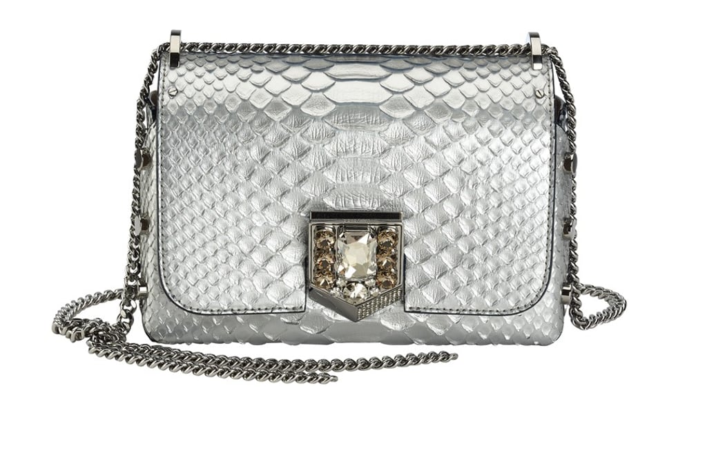 Jimmy Choo. The metallic python Lockett Petite is embellished with a crystal lock for a look that is both edgy and lavish, HK$22,100