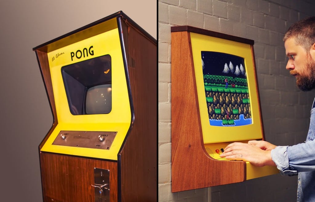 An original Pong video arcade machine (left) and the updated OriginX version. Photo: Love Hultén