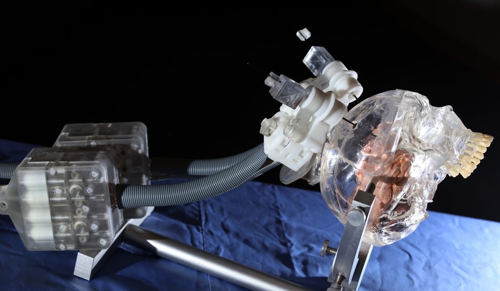 The device was designed and developed by an HKU mechanical engineering team and tested by neurosurgeons from Chinese University. Photo: Felix Wong