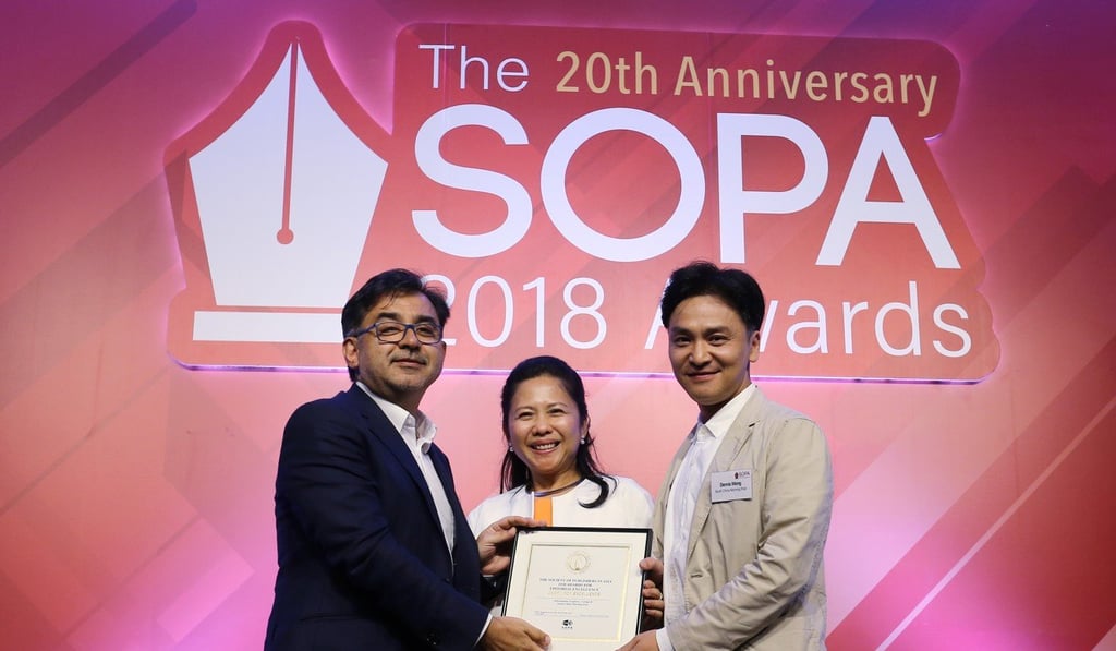Marcelo Duhalde (left), Helena Phila (centre), New York Times SOPA board member, and Dennis Wong. Photo: Dickson Lee