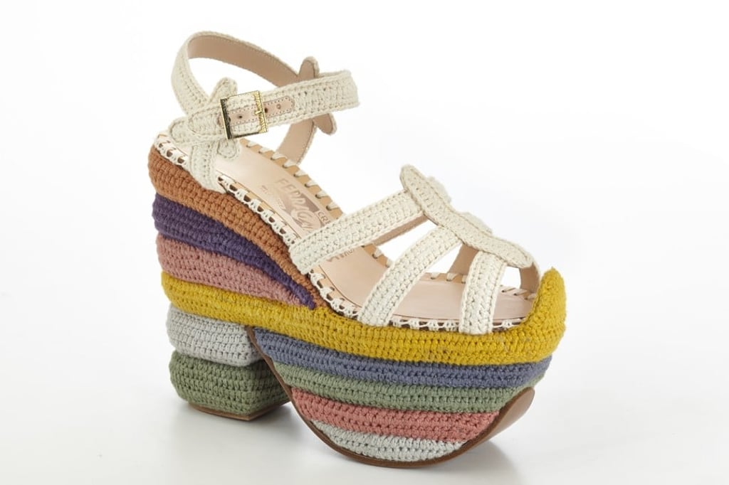 The Rainbow Future sandal is crafted in organic crocheted cotton with leather lining without any carbon dioxide emissions or water consumption.