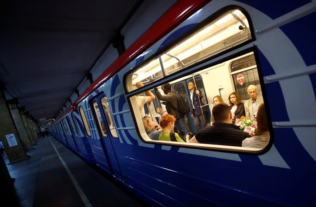 Commuters depart in a metro train from Park Culture station in Moscow. Photo: Reuters