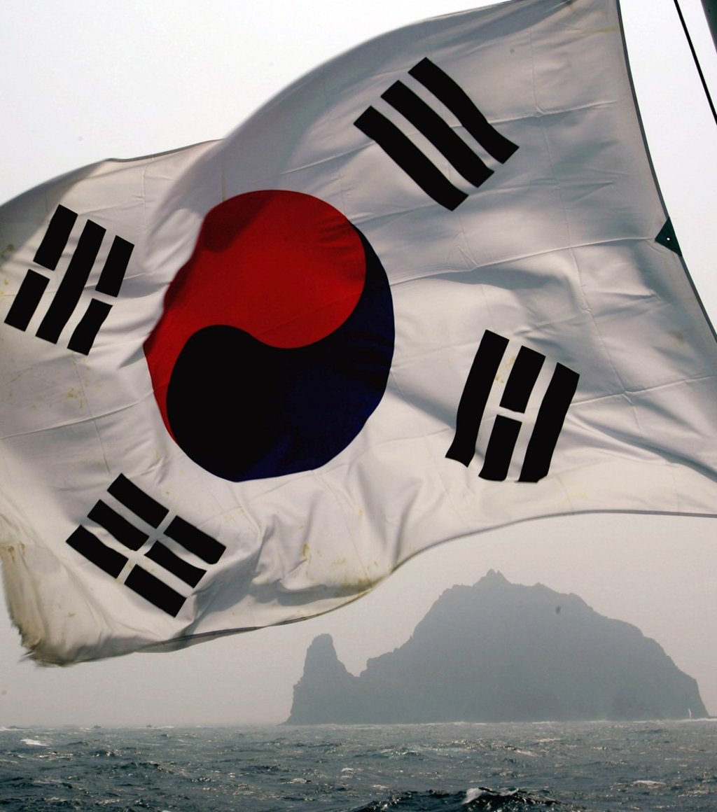 The two rocky South Korean-held islands known as Takeshima in Japan and Dokdo in South Korea east of South Korea in the East Sea. Photo