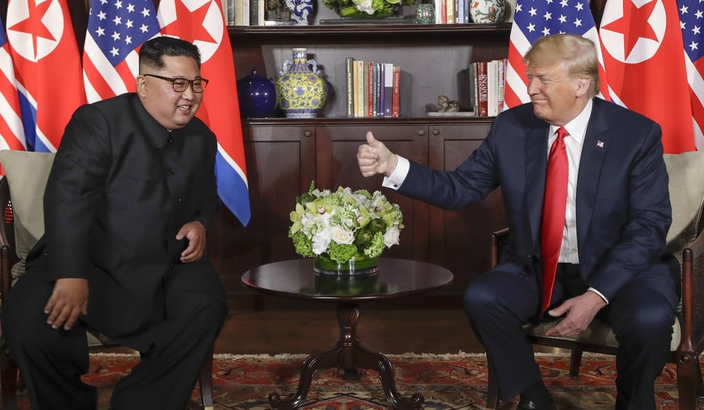 North Korean leader Kim Jong-un and US President Donald Trump in Singapore on June 12, 2018. Photo: AP North Korean leader Kim Jong-un and US President Donald Trump in Singapore on June 12, 2018. Photo: AP