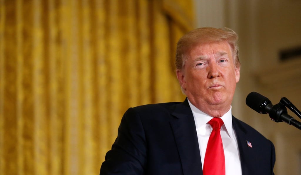 US President Donald Trump addresses a meeting of the National Space Council on Monday at the White House. Photo: Reuters