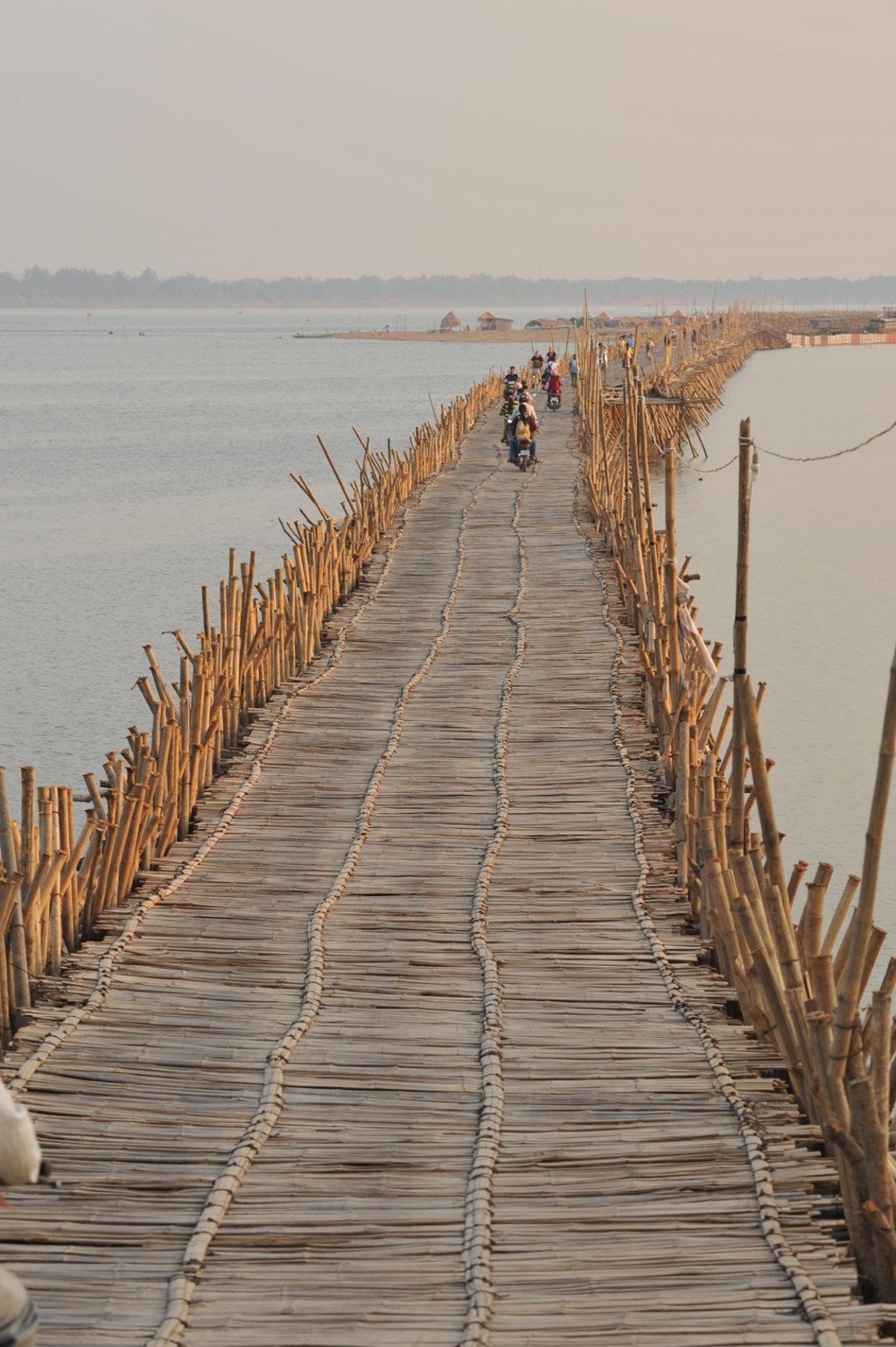 The bamboo bridge on the Mekong River, Kampong Cham, Cambodia. Photo: Kraig Lieb