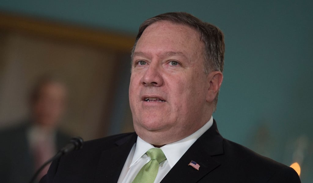 US Secretary of State Mike Pompeo at the announcement of the US withdrawal from the UN Human Rights Council, at the Department of State in Washington on Tuesday. Photo: AFP US Secretary of State Mike Pompeo at the announcement of the US withdrawal from the UN Human Rights Council, at the Department of State in Washington on Tuesday. Photo: AFP