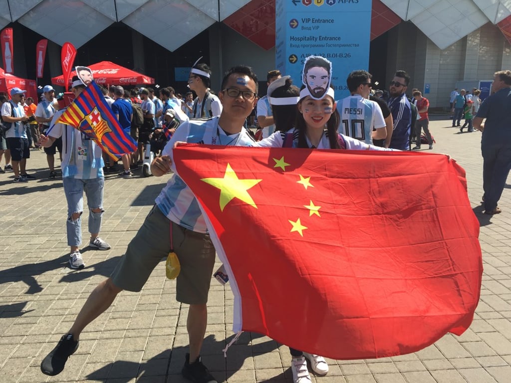 There is a large contingent of Chinese fans supporting Argentina at the World Cup. Photo: Michael Church