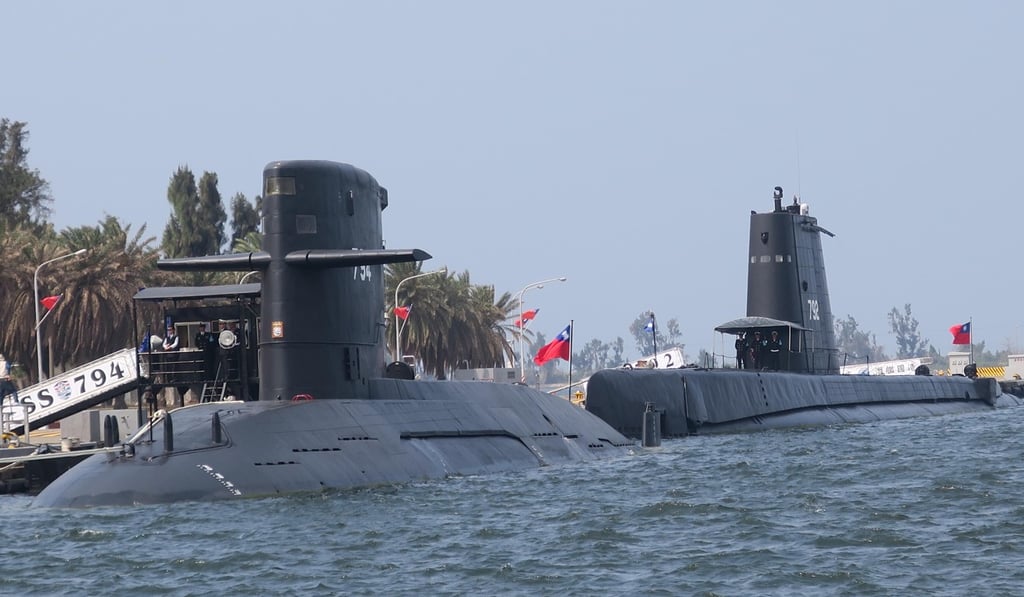 Two of Taiwan's submarines at a naval base in Greater Kaohsiung, southern Taiwan last year. Photo: Kyodo