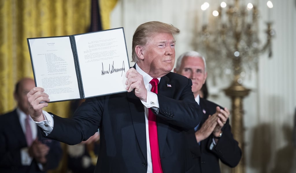 President Trump after signing a Space Policy Directive at the White House on Monday. Photo: Washington Post