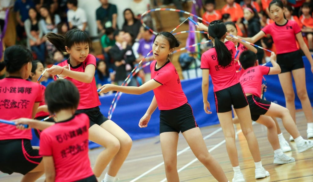 Primary school children in Hong Kong attend a rope skipping competition. Photo: K.Y. Cheng