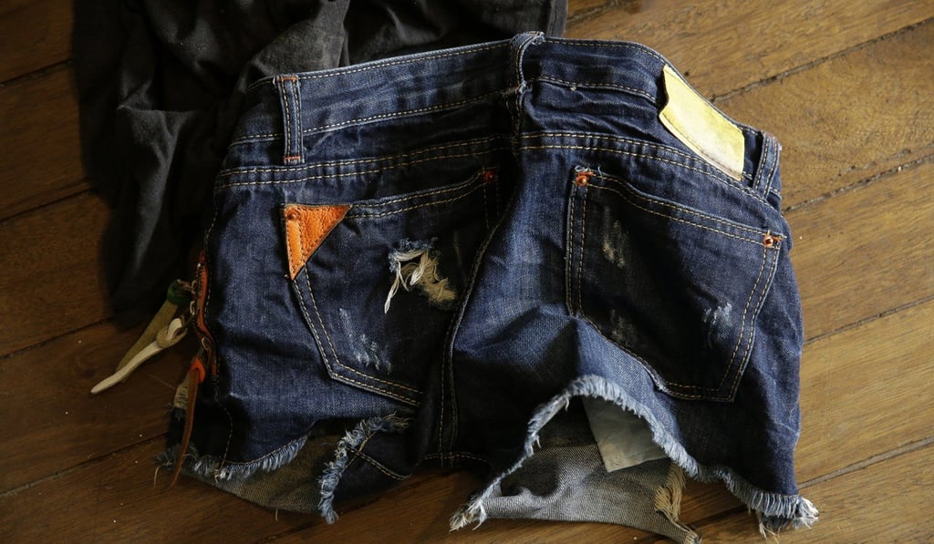 A young girl's denim shorts, recovered in 2017 from the home of a suspected child webcam cybersex operator in the Philippines. Picture: AP