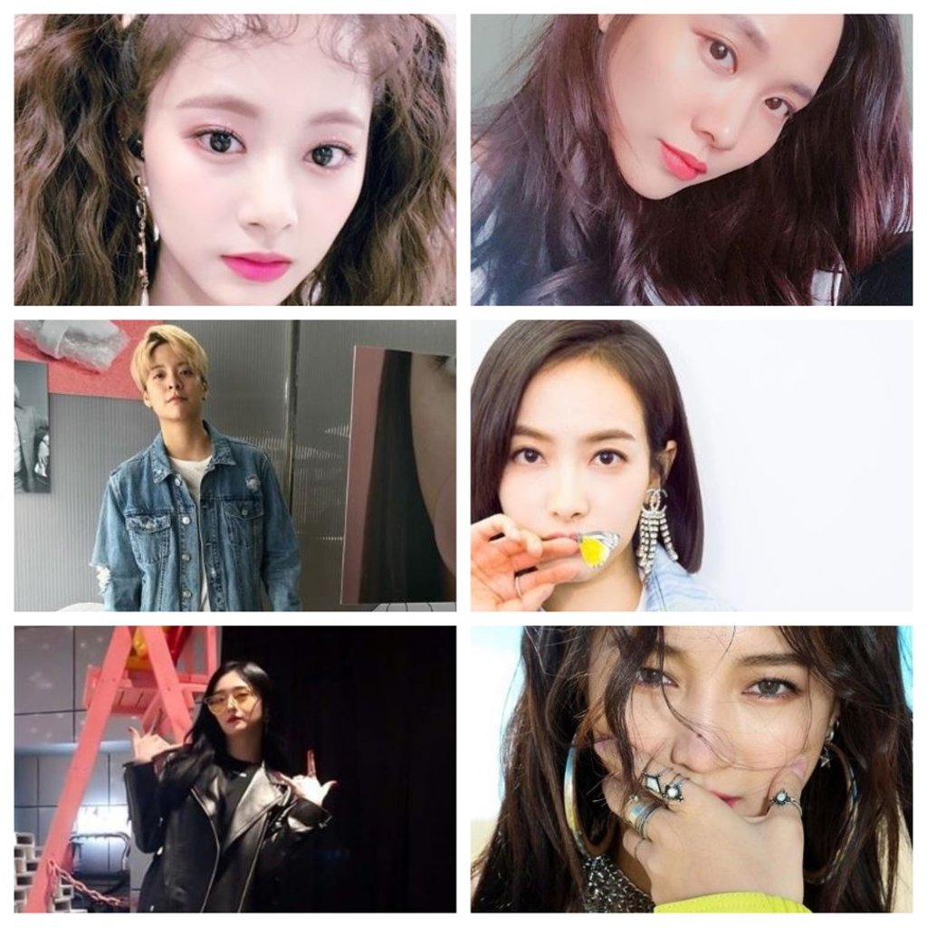 (From left, top row) Chinese K-pop stars Tzuyu and Fei; (middle row) Amber Liu and Victoria Song; (bottom row) Kyulkyung and Jia.