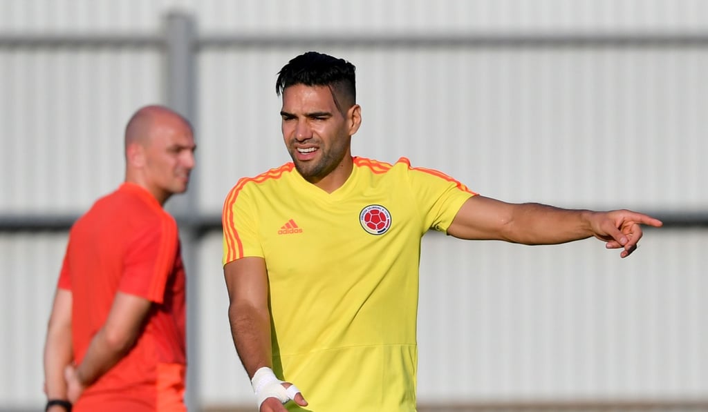 Colombia forward Falcao trains ahead of the game. Photo: AFP