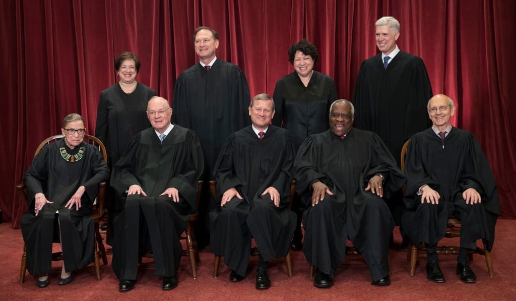 The US Supreme Court justices split along ideological lines in the 5-to-4 union decision. Photo: AP