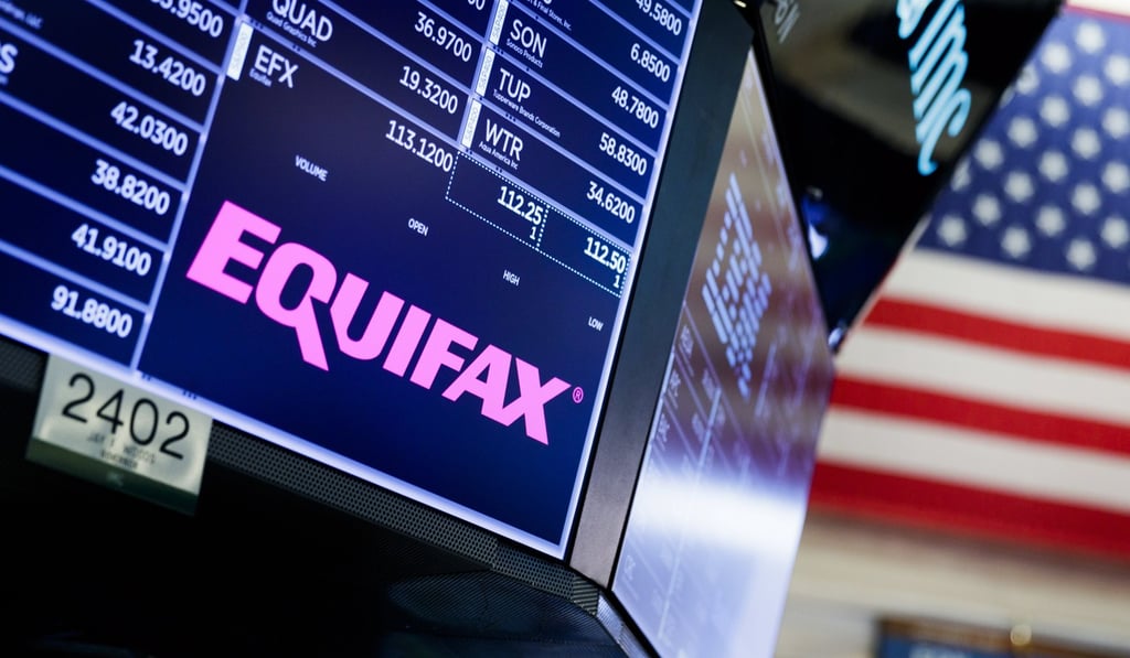 The Equifax logo on the floor of the New York Stock Exchange in September. Photo: EPA-EFE