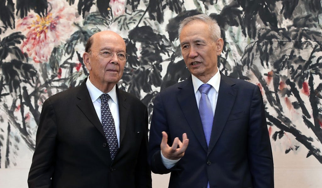 US Commerce Secretary Wilbur Ross with Chinese Vice-Premier Liu He in Beijing. Photo: AP