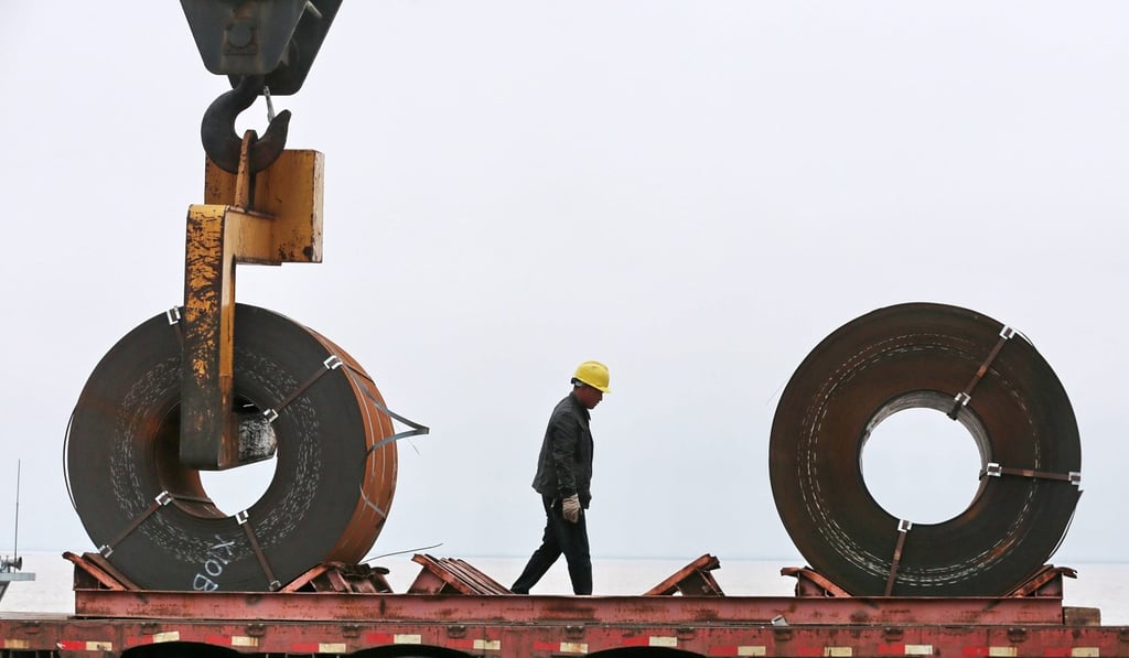 Rolls of steel at a shipyard in Nantong in China's eastern Jiangsu province. Photo: AFP