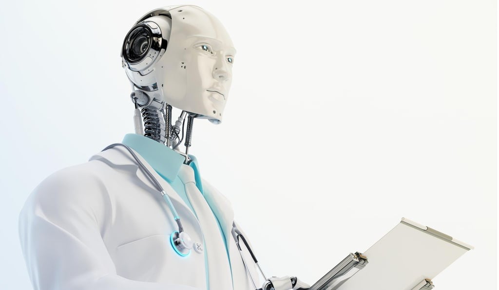 Is the world ready for AI doctors? AI firm Babylon says its chatbot performs better than human GPs, on average, on trainee exams set by Britain’s Royal College of General Practitioners. Image is a file graphic rendering. Graphic: Alamy