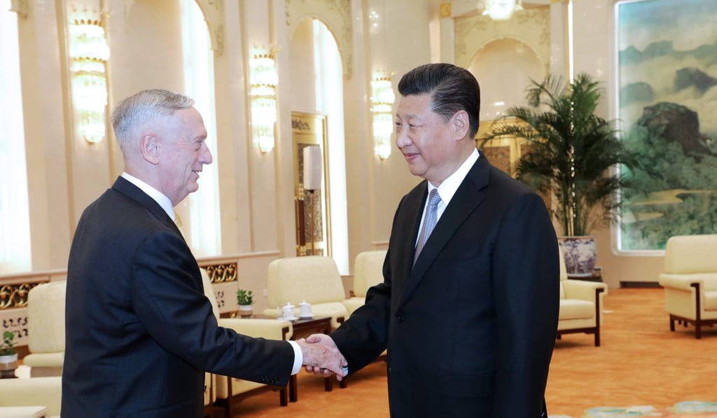 Chinese President Xi Jinping meets visiting US Secretary of Defence James Mattis in Beijing on Wednesday. Photo: Xinhua