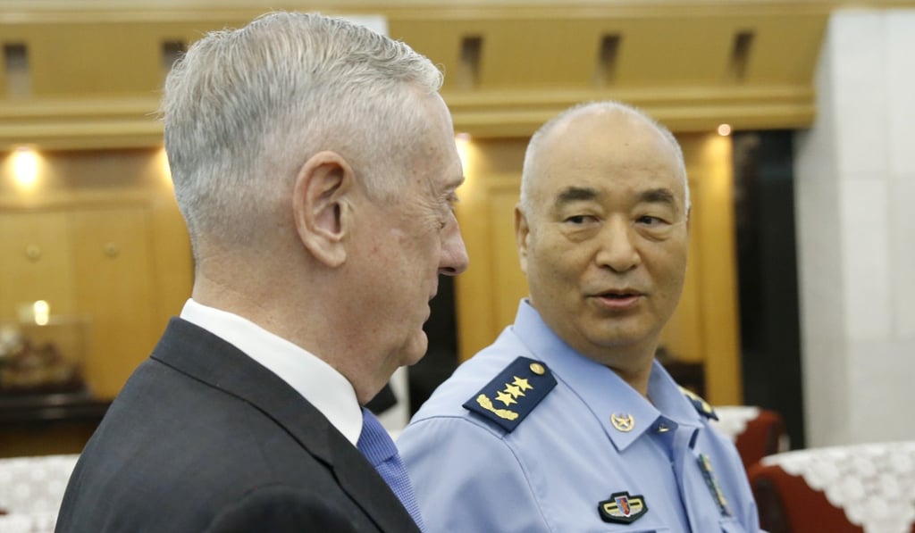 US Defense Secretary Jim Mattis (left) talks with China's vice-chairman of the Central Military Commission, Xu Qiliang, on Thursday in Beijing. Photo: AP