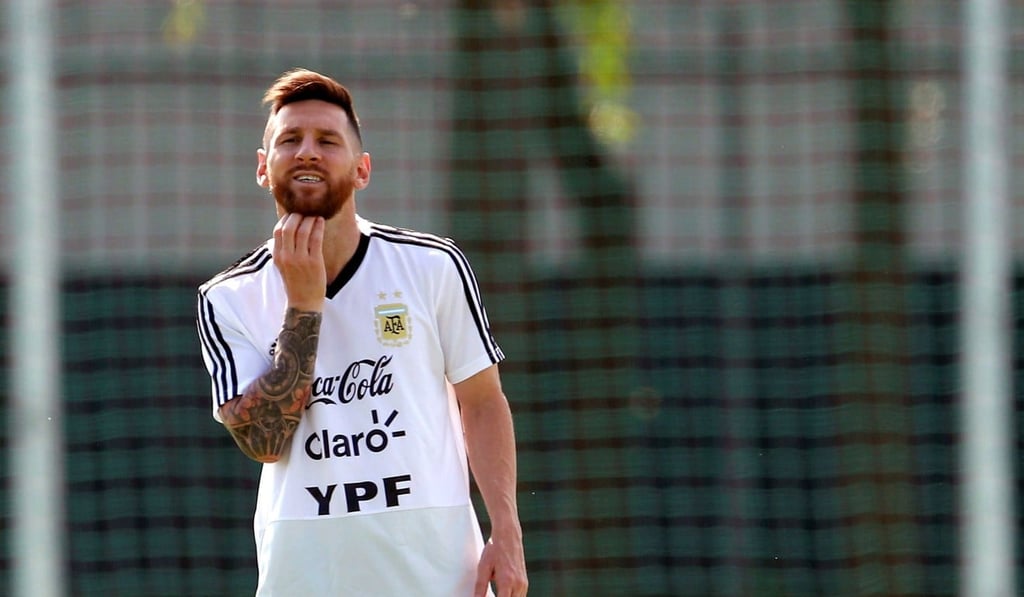 Argentinian player Lionel Messi in a training session. Photo: EPA