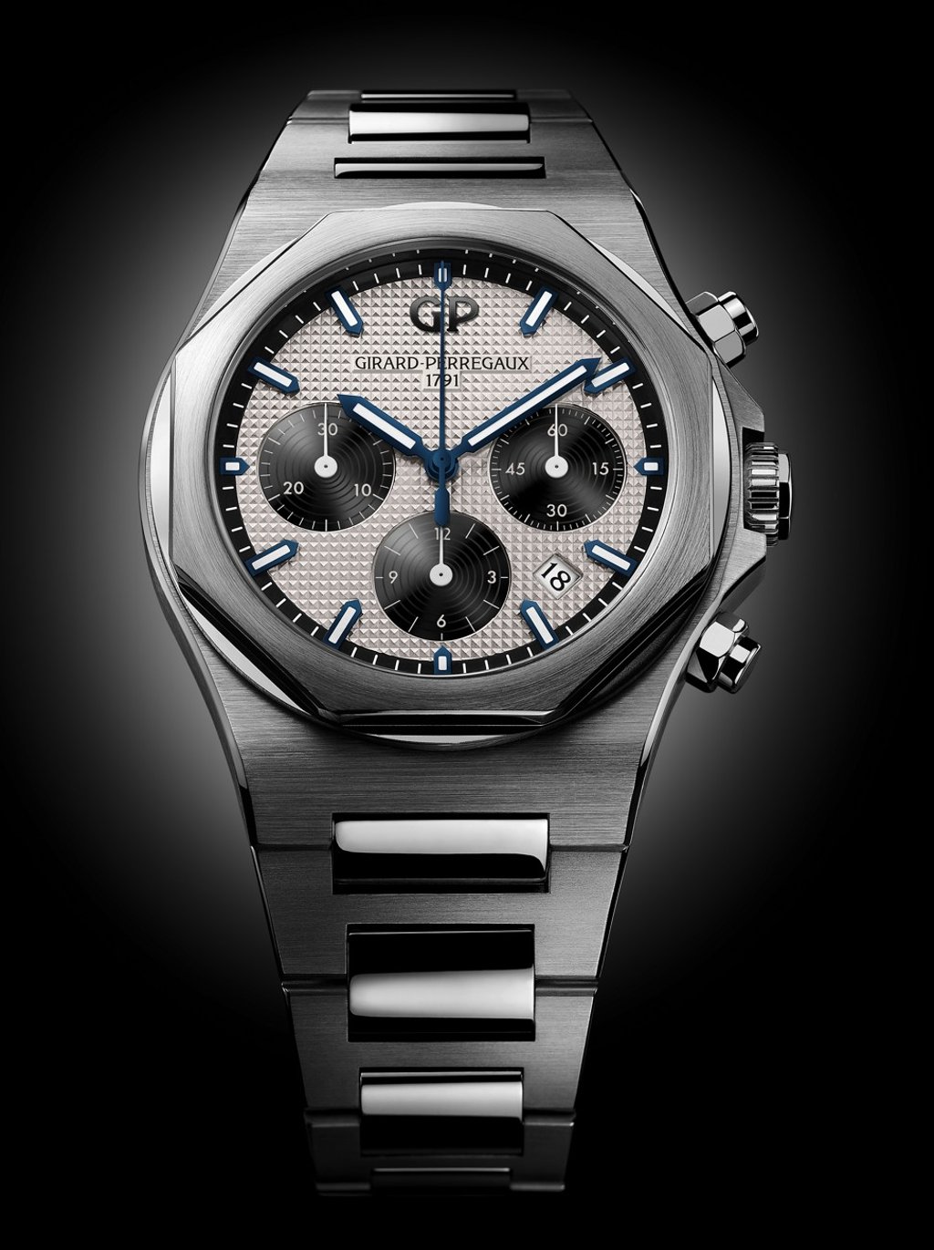 The Girard-Perregaux Laureato chronograph. The Girard-Perregaux Laureato chronograph.