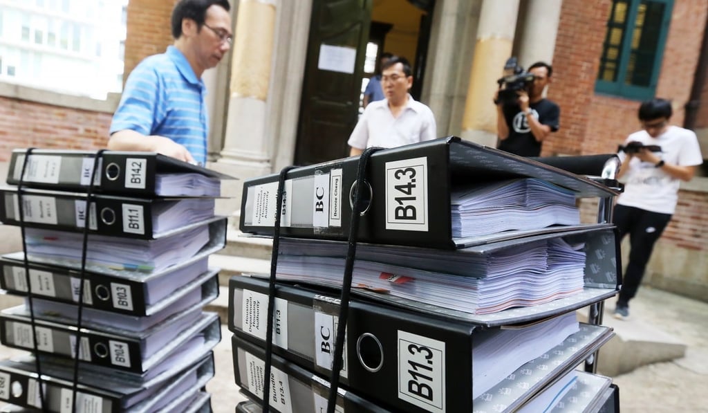 Documents are wheeled into the former Court of Final Appeal Building in Central, Hong Kong, for a hearing of the Commission of Inquiry into Excess Lead Found in Drinking Water in October 2015. Picture: Dickson Lee