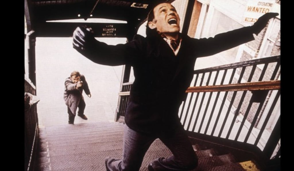 Gene Hackman and Marcel Bozzuffi in a still from The French Connection.