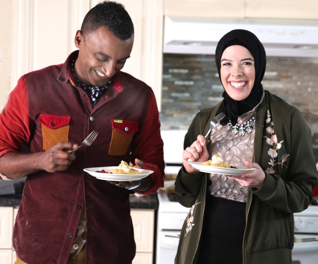 Chef Marcus Samuelsson and Lena Sareini sample Middle Eastern food in Dearborn, Michigan on Samuelsson's new show, ‘No Passport Required’. Photo: TNS Chef Marcus Samuelsson and Lena Sareini sample Middle Eastern food in Dearborn, Michigan on Samuelsson's new show, ‘No Passport Required’. Photo: TNS