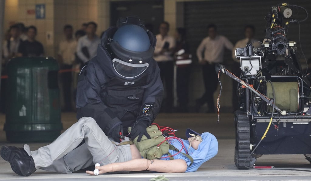Bomb disposal officers mount an anti-terrorism drill last year at Hong Kong Stadium in So Kon Po. Photo: Felix Wong