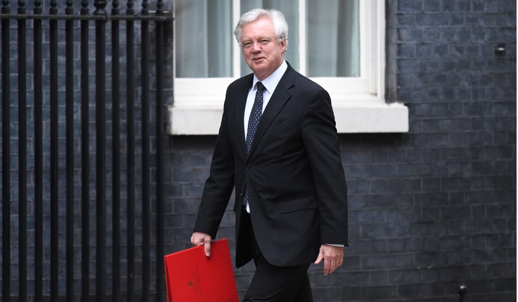 File photo of David Davis arriving at the Downing Street. Photo: EPA