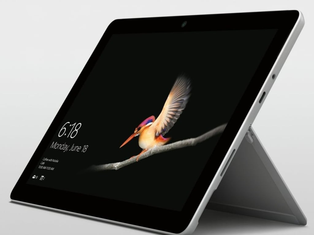 A closer look at the Microsoft Surface Go shows that it has a headphone jack, a Surface Connect charger port and a single USB-C port. Photo: Microsoft