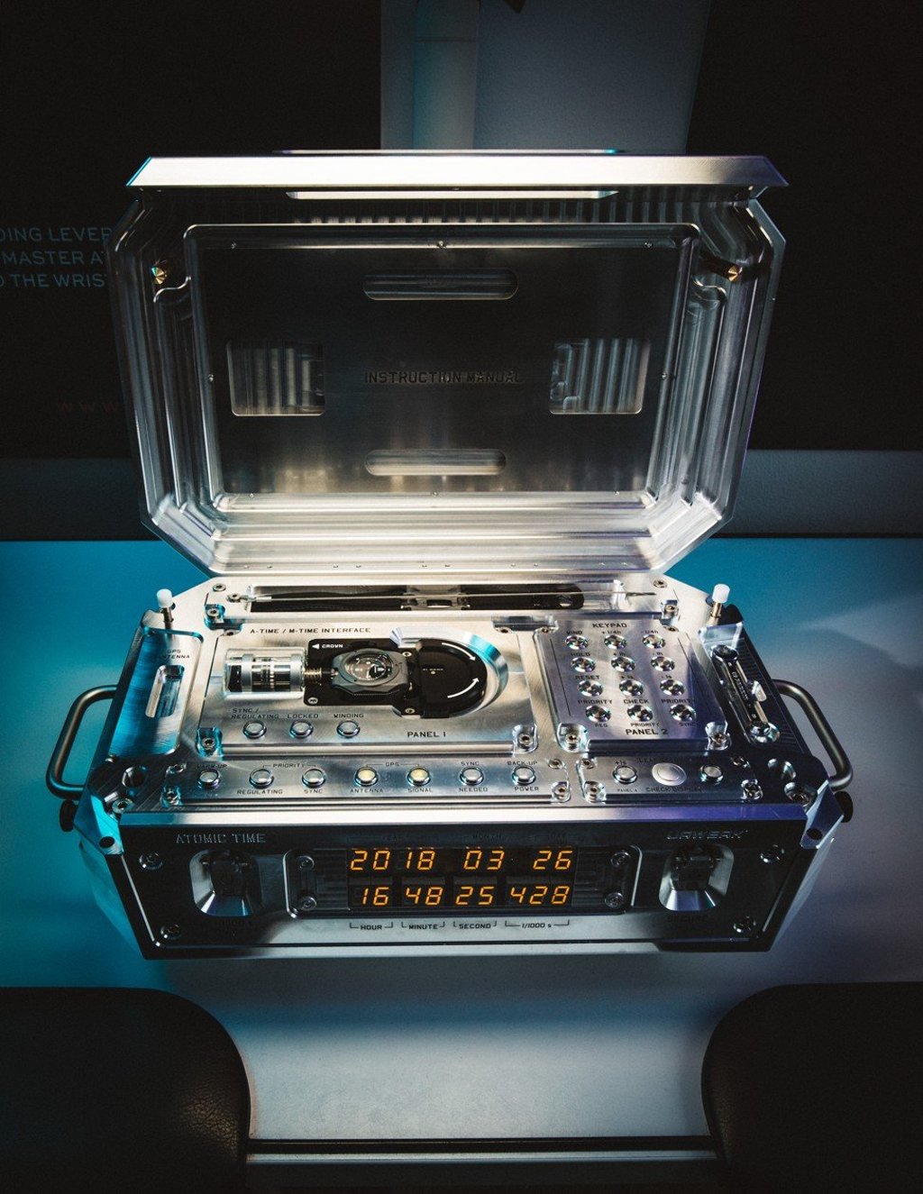 An atomic clock’s timekeeping aspect is based on energy wavelengths emitted by certain atoms as they travel between energy states.