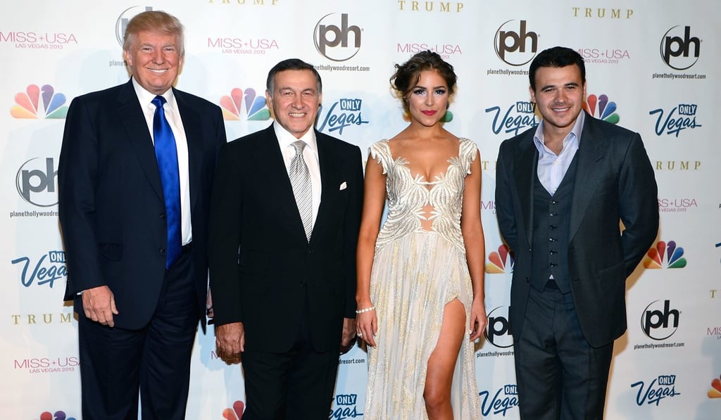 In this June 16, 2013, file photo, from left, Donald Trump, Aras Agalarov, Miss Universe 2012 Olivia Culpo and Russian singer Emin Agalarov arrive at the Miss USA 2013 pageant, in Las Vegas. Photo: AP In this June 16, 2013, file photo, from left, Donald Trump, Aras Agalarov, Miss Universe 2012 Olivia Culpo and Russian singer Emin Agalarov arrive at the Miss USA 2013 pageant, in Las Vegas. Photo: AP