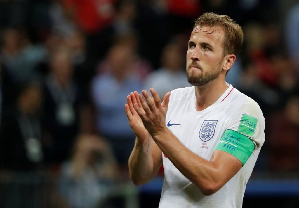 Harry Kane applauds the England fans after their defeat by Croatia. Photo: Reuters