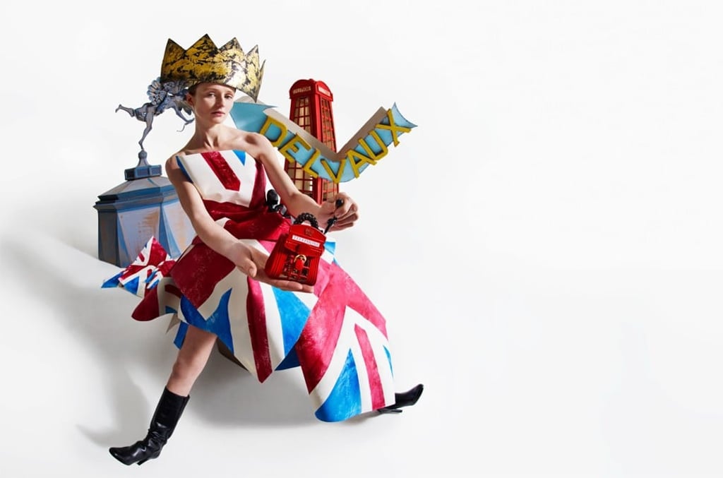 The wit of Delvaux’s ‘Piccadilly Circus’ bag is brought to life by photographer Tim Walker.