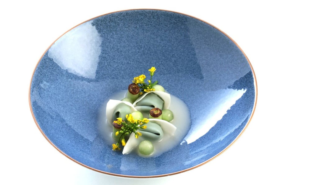 Squid ravioli, rapeseed, clam and gourd from Le Moût.