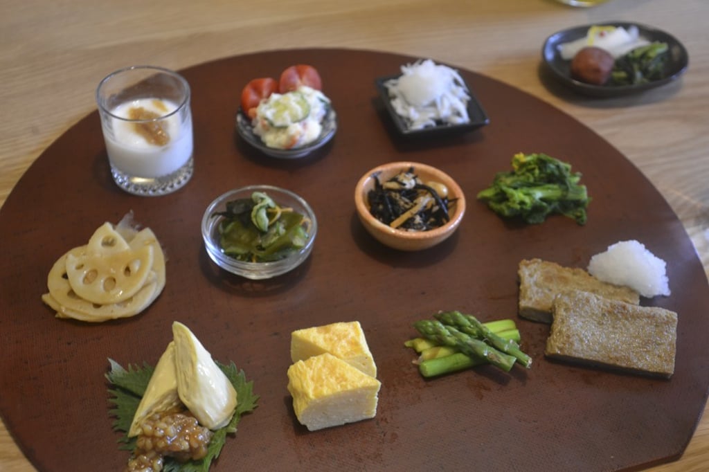 The beautifully presented Japanese breakfast.