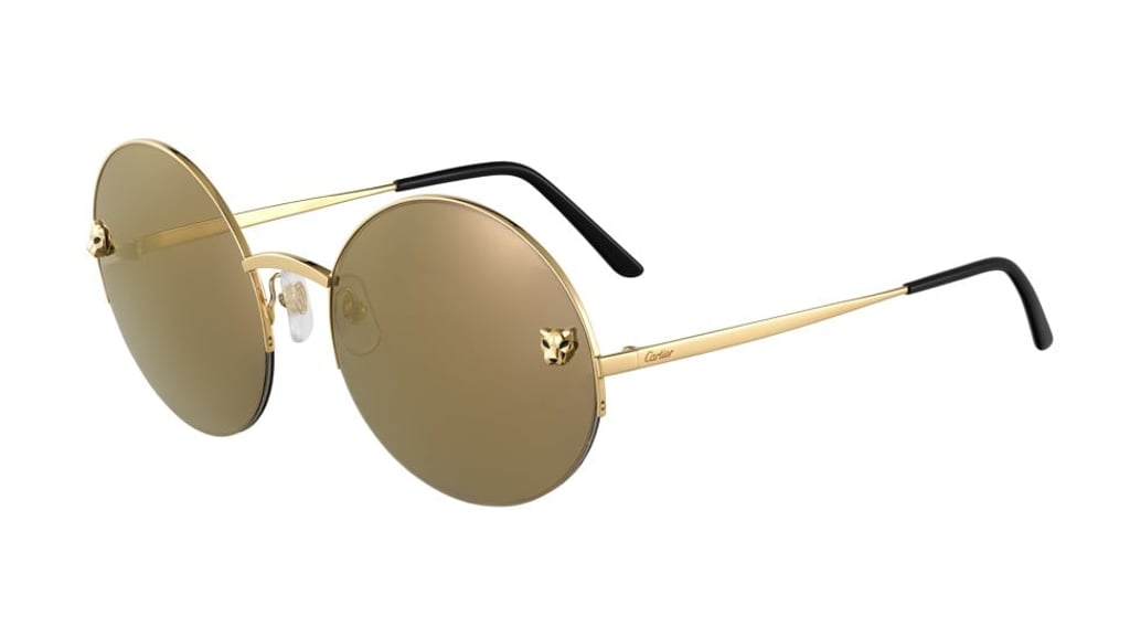 Cartier. The Cartier Panthère La Ronde sunglasses have a light and flexible frame that is embellished with a gold finish, HK$5,860 Cartier. The Cartier Panthère La Ronde sunglasses have a light and flexible frame that is embellished with a gold finish, HK$5,860