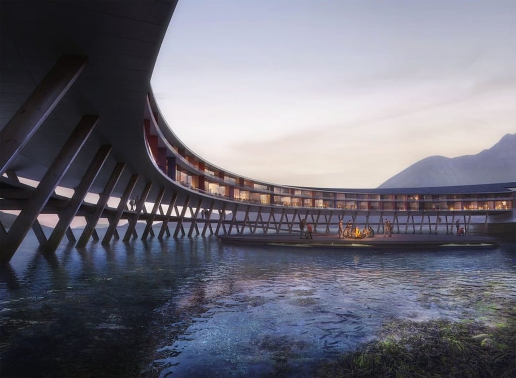 The ring-shaped hotel, Svart, which will open next to the waters of Norway’s Svartisen glacier in 2021. The ring-shaped hotel, Svart, which will open next to the waters of Norway’s Svartisen glacier in 2021.