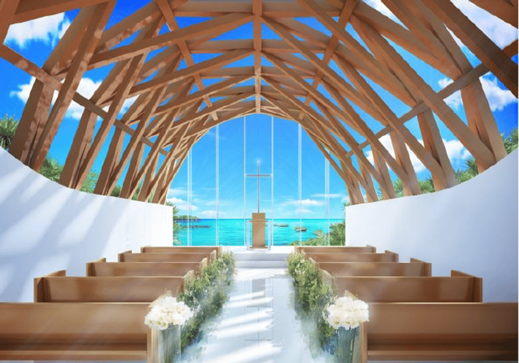 The hotel has an on-site chapel with a 10-metre aisle stretching towards the seafront.