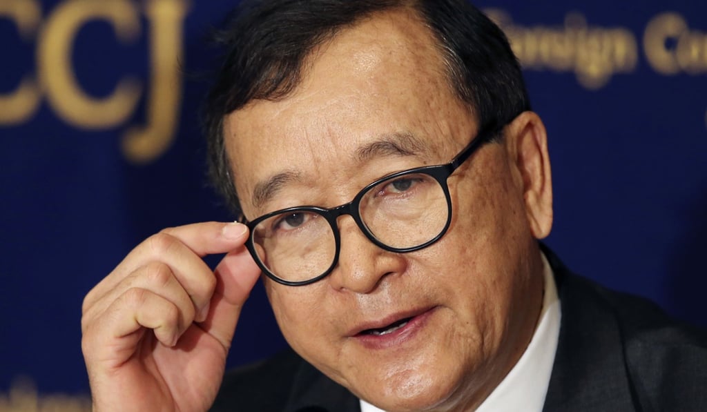 Cambodia’s exiled former opposition leader Sam Rainsy in Tokyo in April. His Cambodia National Rescue Party was dissolved by the Supreme Court last November at the request of Prime Minister Hun Sen’s government. Photo: AP