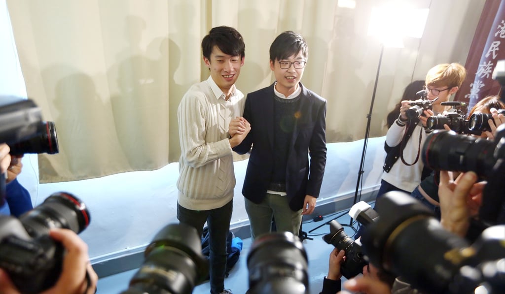 Andy Chan with Baggio Leung of localist group Youngspiration. Photo: Nora Tam