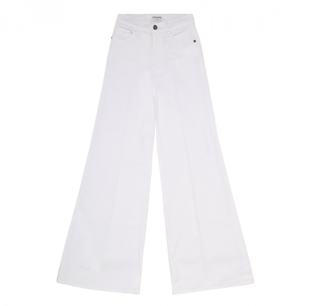 Frame Denim's wide-leg white Le Palazzo jeans are an Instagram influencer favourite. Picture: Twitter / jamie_an8