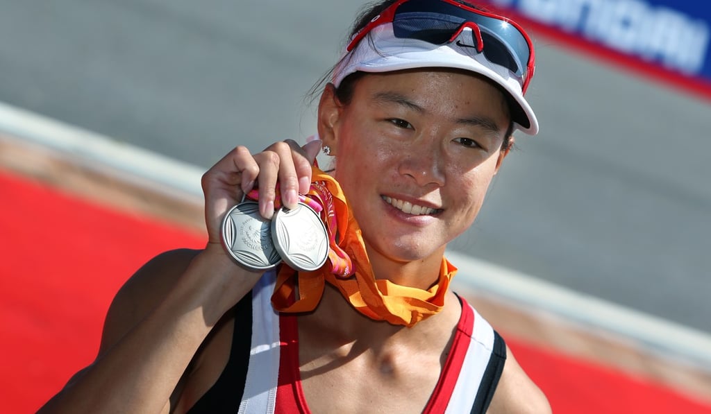 Lee Ka-man shows off her silver medal at the 2014 Incheon Asian Games. Photo: Nora Tam