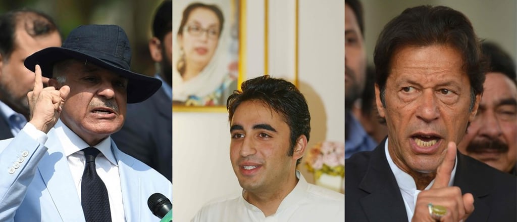 From left: Shahbaz Sharif, Bilawal Bhutto Zardari and Imran Khan. Photo: AFP From left: Shahbaz Sharif, Bilawal Bhutto Zardari and Imran Khan. Photo: AFP