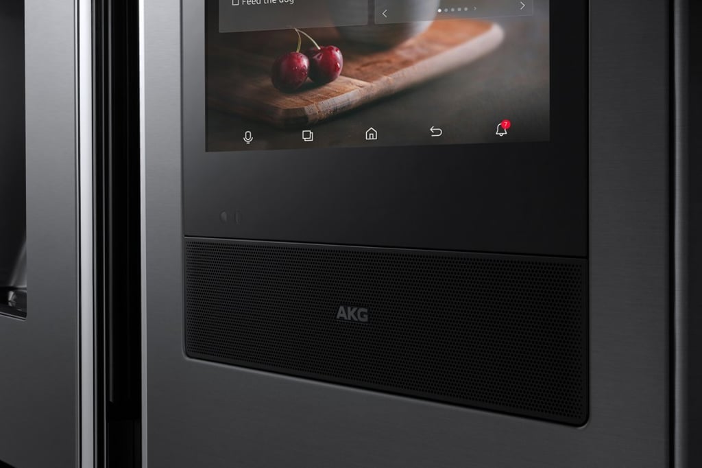 Samsung’s Family Hub refrigerator allows consumers to sync up food storage with meal preparation.